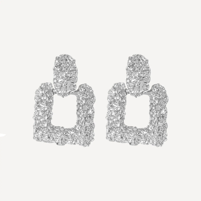 Textured Earrings Square - Silver Margot Bardot Online