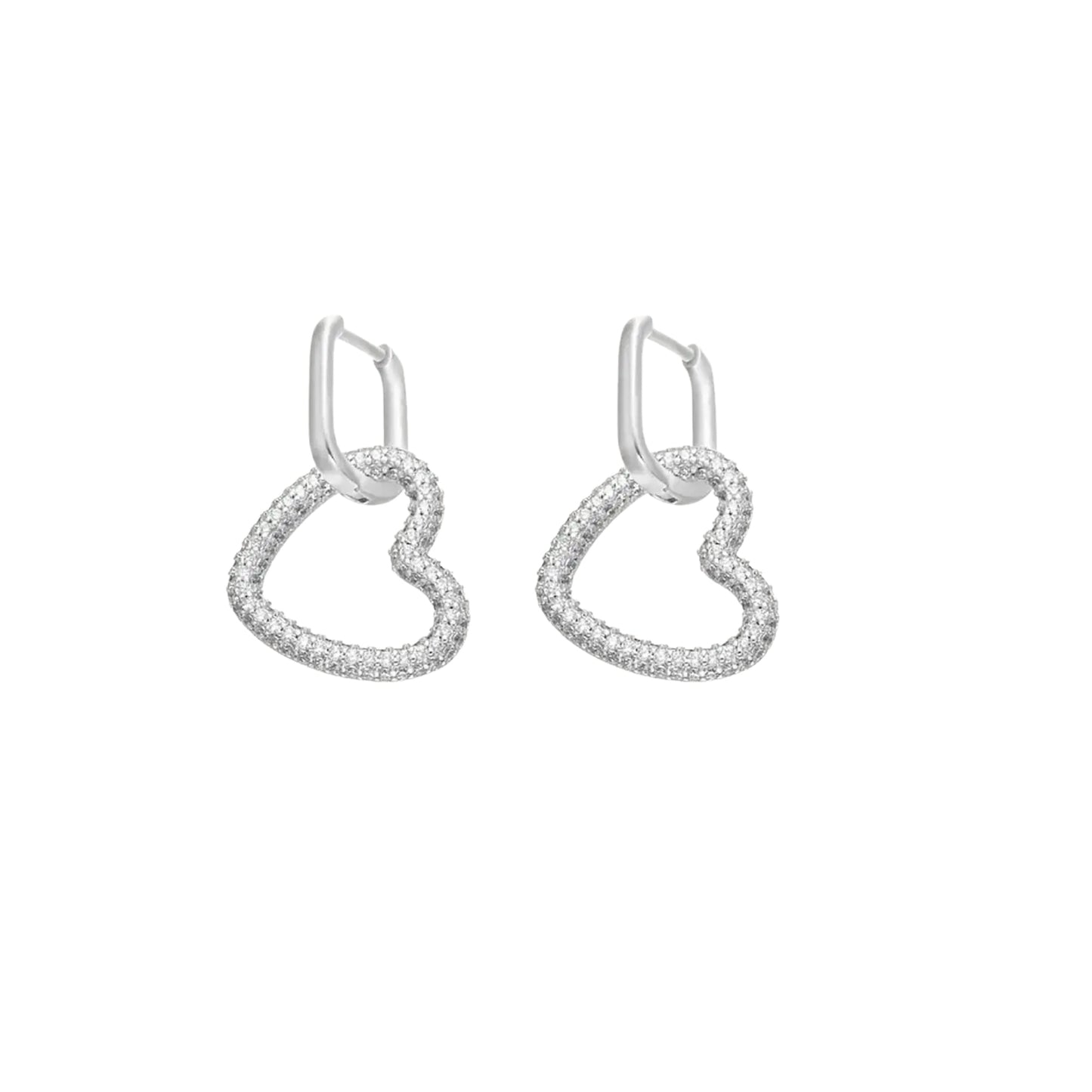 Ophelia Heart Earrings - Silver